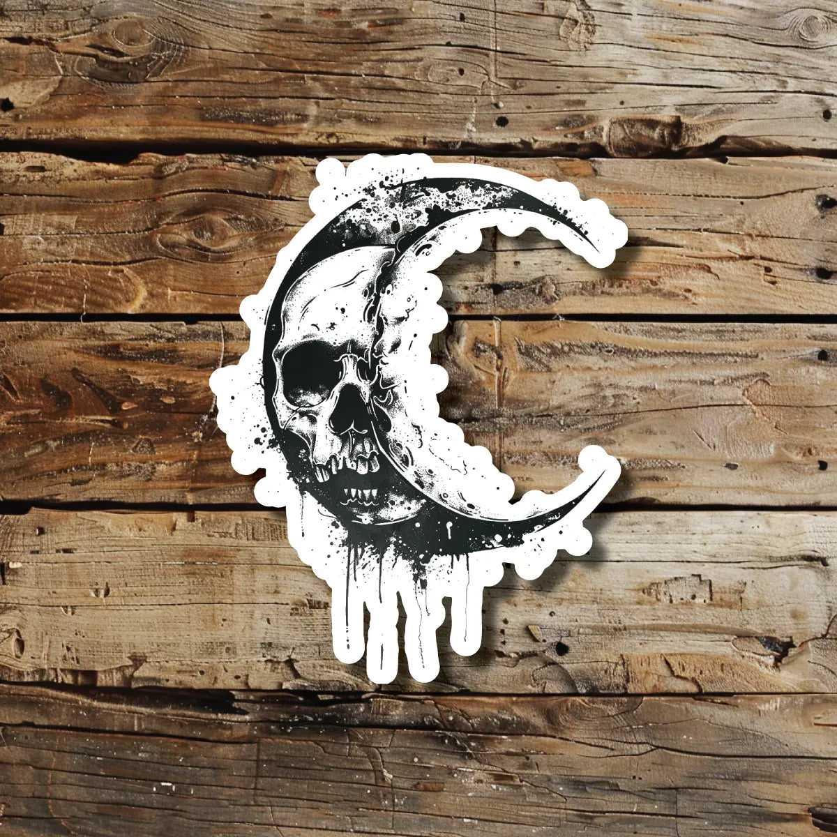 Skull Moon Tattoo Idea Design Sticker