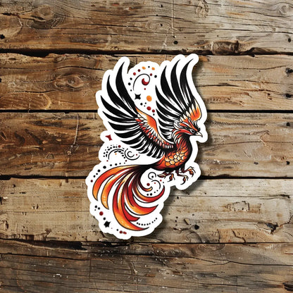 best cool simple small black red color neo traditional phoenix mythological animal fake realistic temporary tattoo sticker design idea drawing for men and women