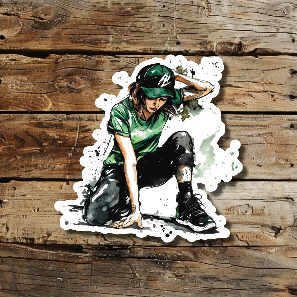 best cool simple small black green watercolor girl female hip hop break dancer Raygun Rachel Gunn olympic fake realistic temporary tattoo sticker design idea drawing for men and women