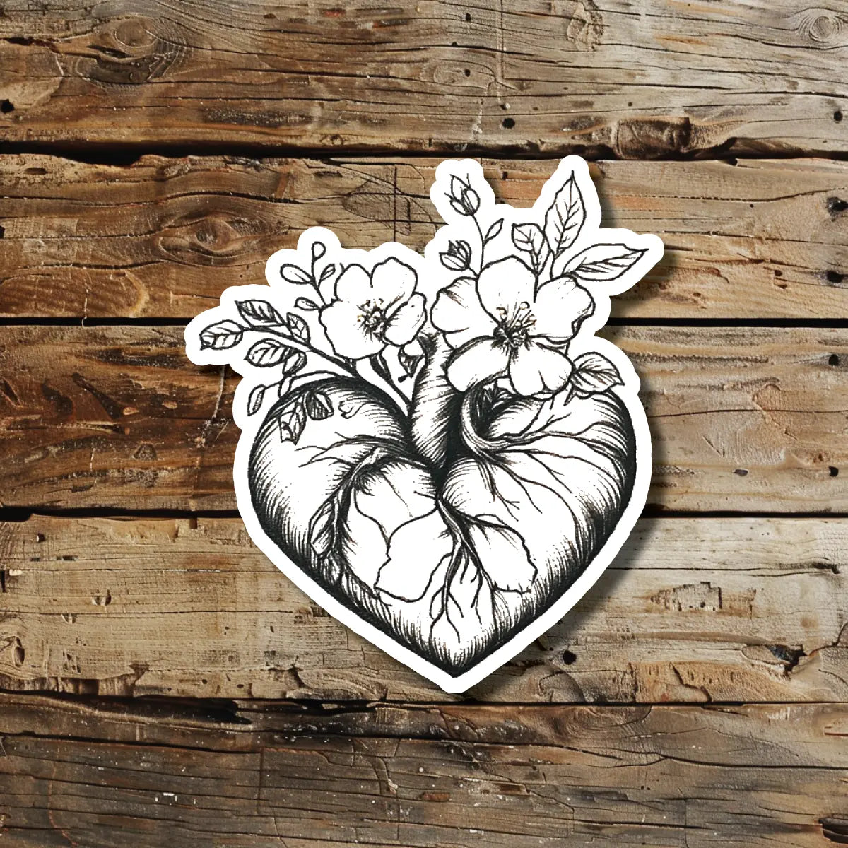 best cool simple small black white grey color flowers anatomical heart sketch fake realistic temporary tattoo sticker design idea drawing for men and women