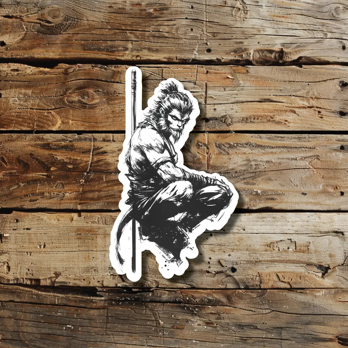 best cool simple small black white grey color sun wukong monkey king black myth video game fake realistic temporary tattoo sticker design idea drawing for men and women