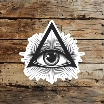 best cool simple small black white grey color Fine Line, Abstract All Seeing Third Eye Mythological fake temporary tattoo sticker design idea for men and women