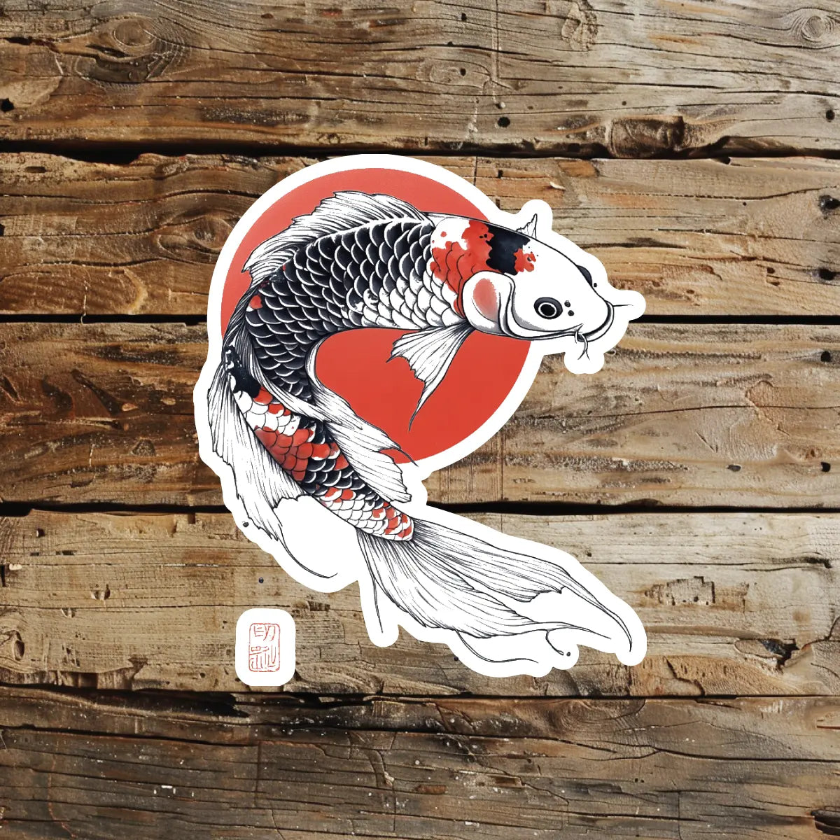 best cool simple small black white grey color Japanese Japanese Koi Fish Animal fake temporary tattoo sticker design idea for men and women