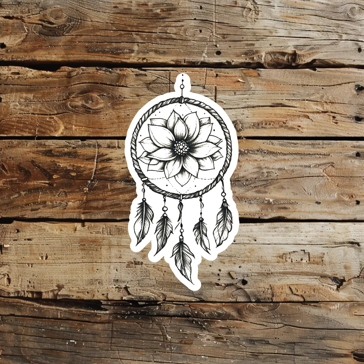 best cool simple small black white grey color Bohemian Flower Dreamcatcher Spiritual fake temporary tattoo sticker design idea for men and women