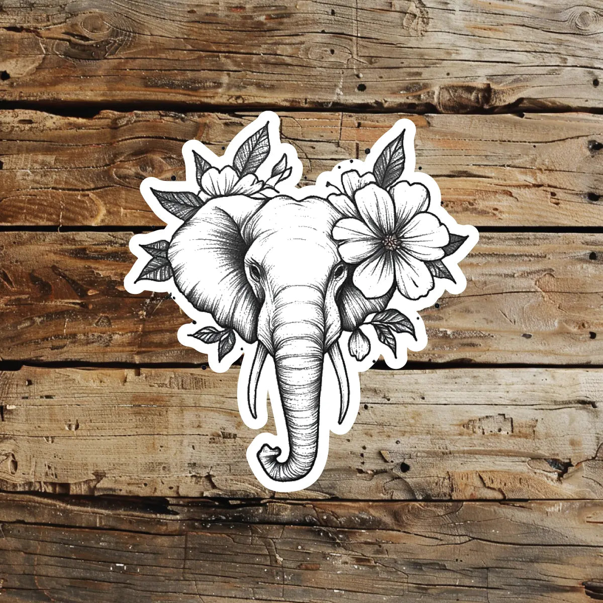 best cool simple small black white grey color Black and White Flower Elephant Animal fake temporary tattoo sticker design idea for men and women