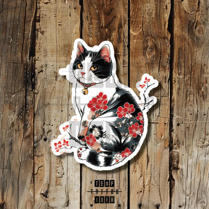 Japanese Cat Memorial Multi-Size Temporary Tattoo Idea Design Vinyl Sticker