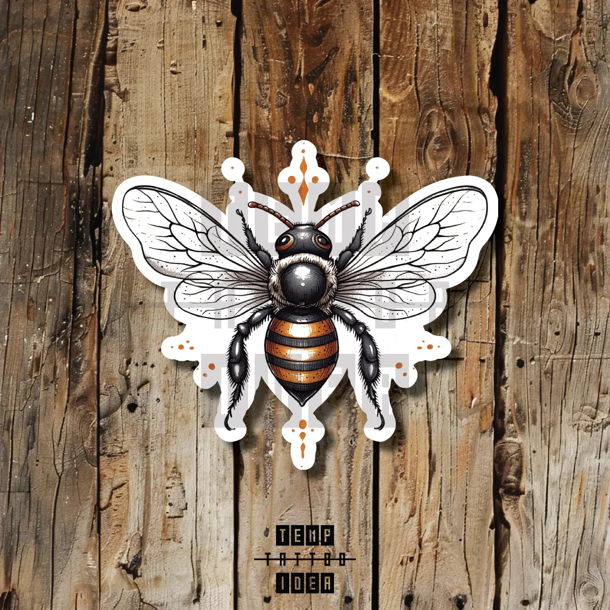 Simple Vintage Bee Multi-Size Temporary Tattoo Idea Design Vinyl Sticker