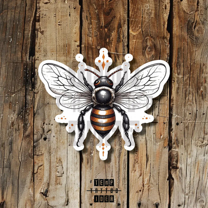 Simple Vintage Bee Multi-Size Temporary Tattoo Idea Design Vinyl Sticker