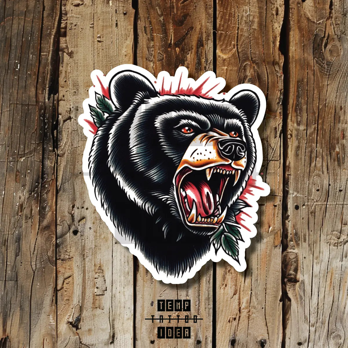 Simple Traditional Spiritual Bear Multi-Size Temporary Tattoo Idea Design Vinyl Sticker