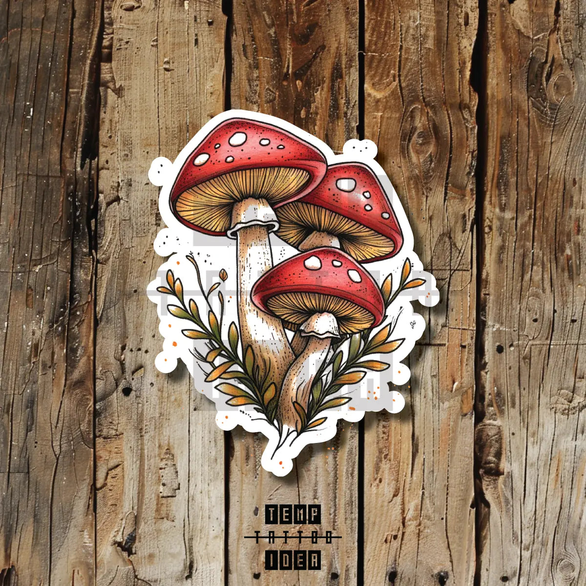 simple red color mushroom tattoo idea design drawing flash vinyl sticker