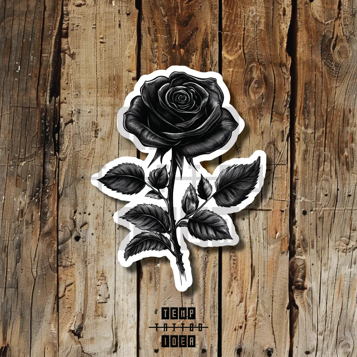 simple realistic black rose tattoo idea design drawing flash vinyl sticker