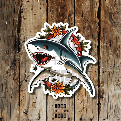 simple traditional shark tattoo idea design drawing flash vinyl sticker