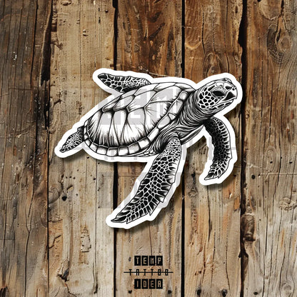 simple realistic sea turtle tattoo idea design drawing flash vinyl sticker