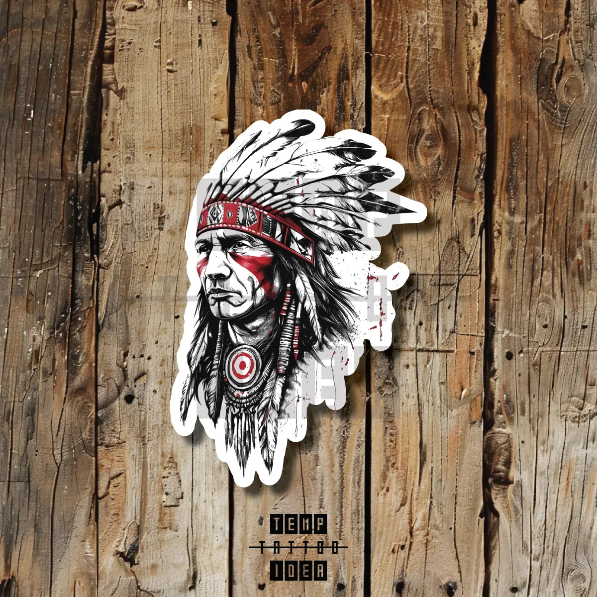 native american portrait tattoo idea design drawing flash vinyl sticker