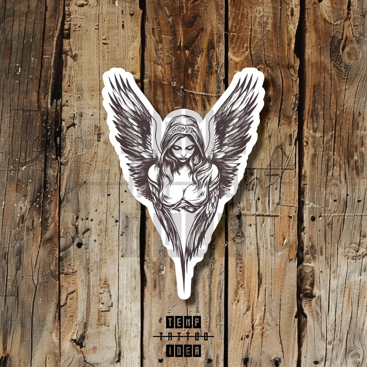 simple guardian angel tattoo idea design drawing flash vinyl sticker