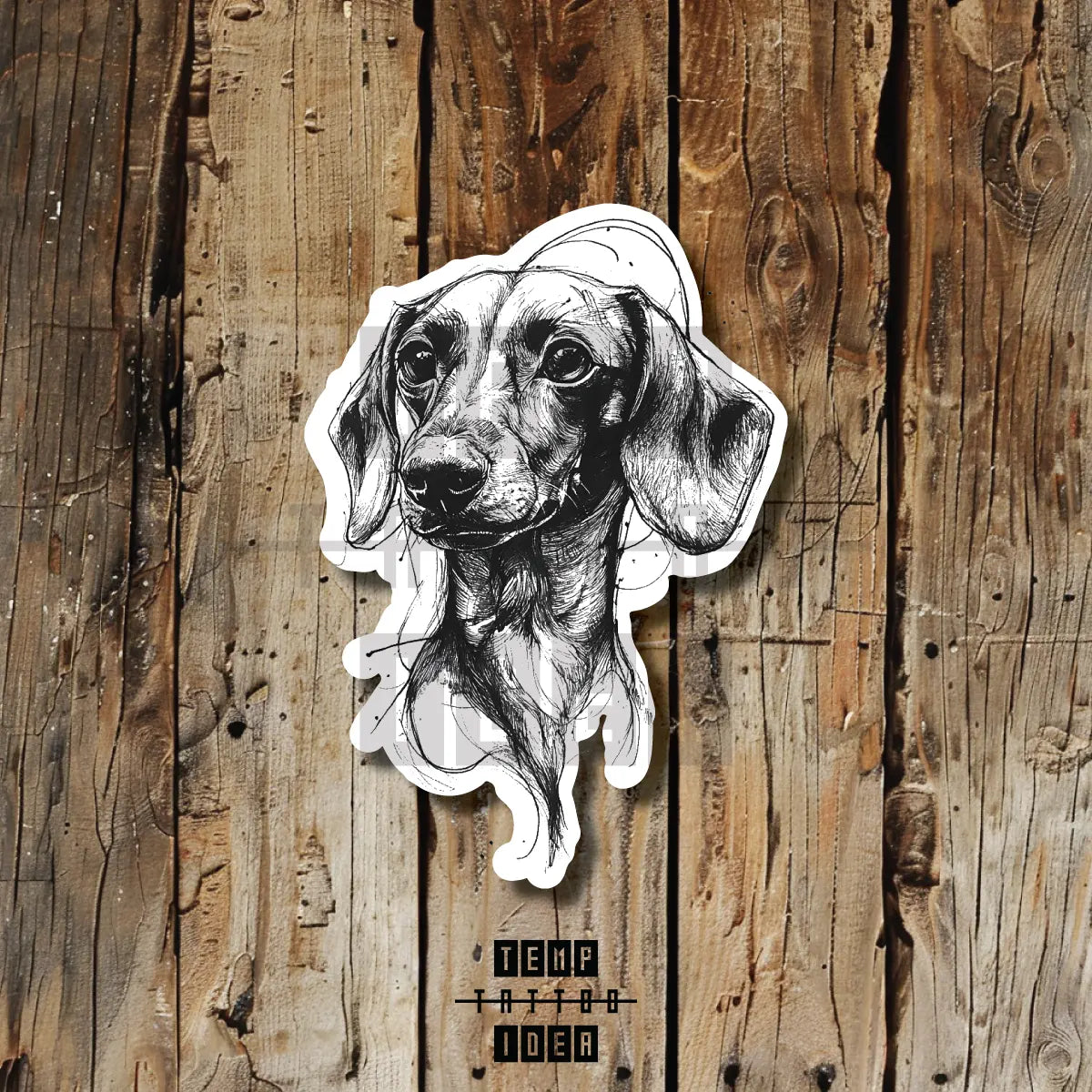 sketchy dachshund dog portrait memorial tattoo idea design drawing flash vinyl sticker