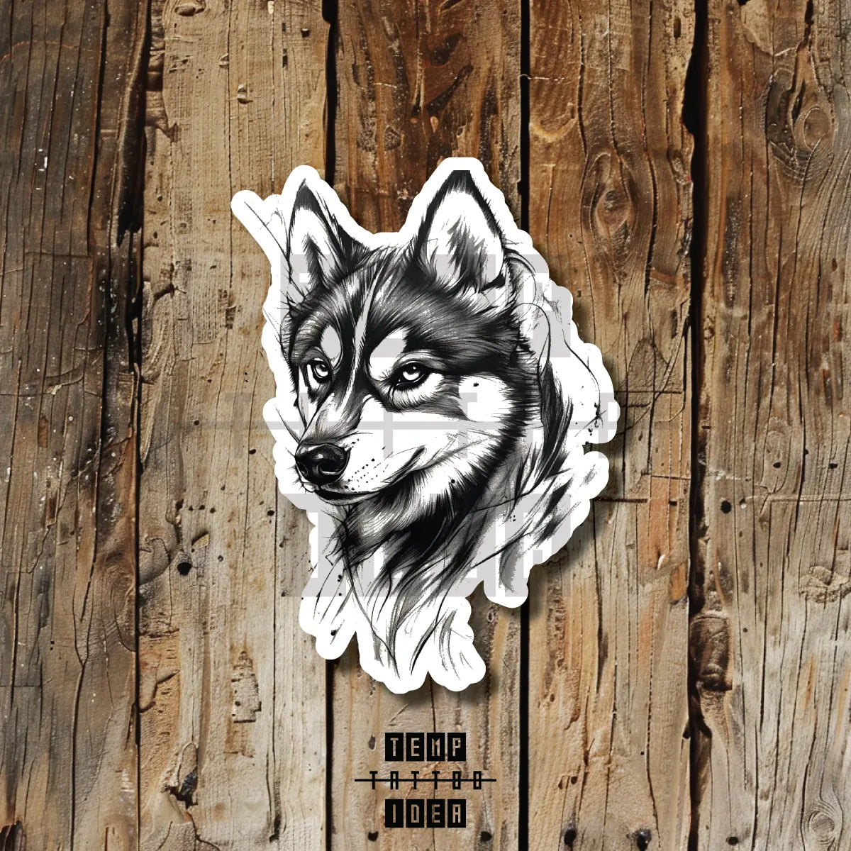 siberian husky dog puppy memorial portrait tattoo idea design drawing flash vinyl sticker