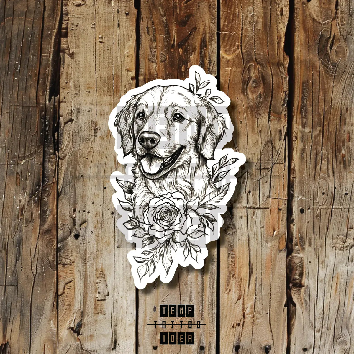 golden retriever dog outline labrador memorial portrait tattoo idea design drawing flash vinyl sticker