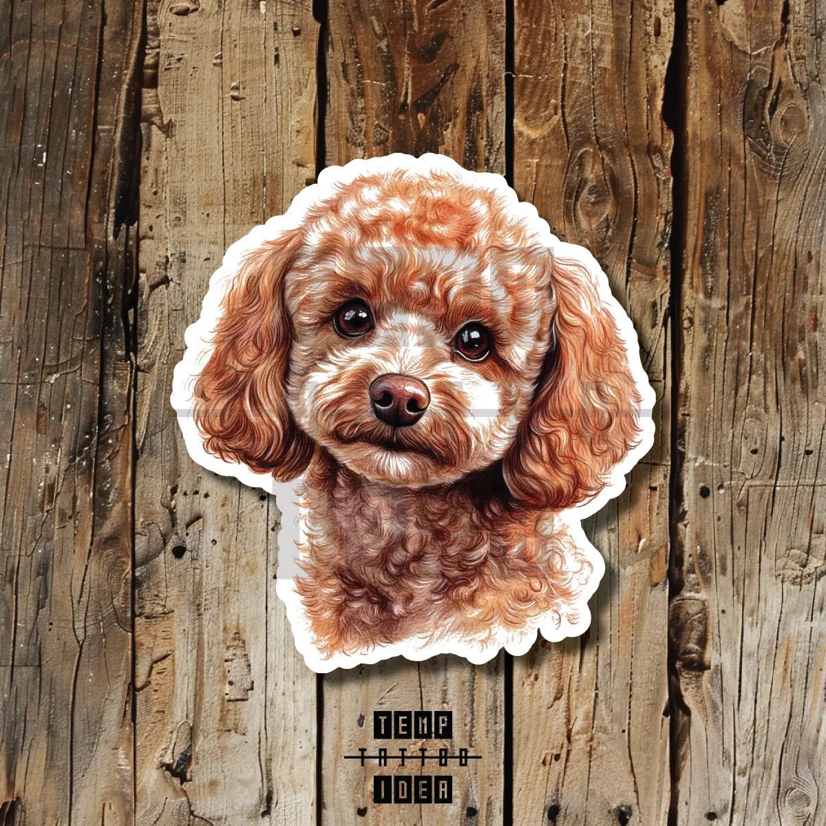 cute toy poodle dog puppy memorial portrait tattoo idea design drawing flash vinyl sticker