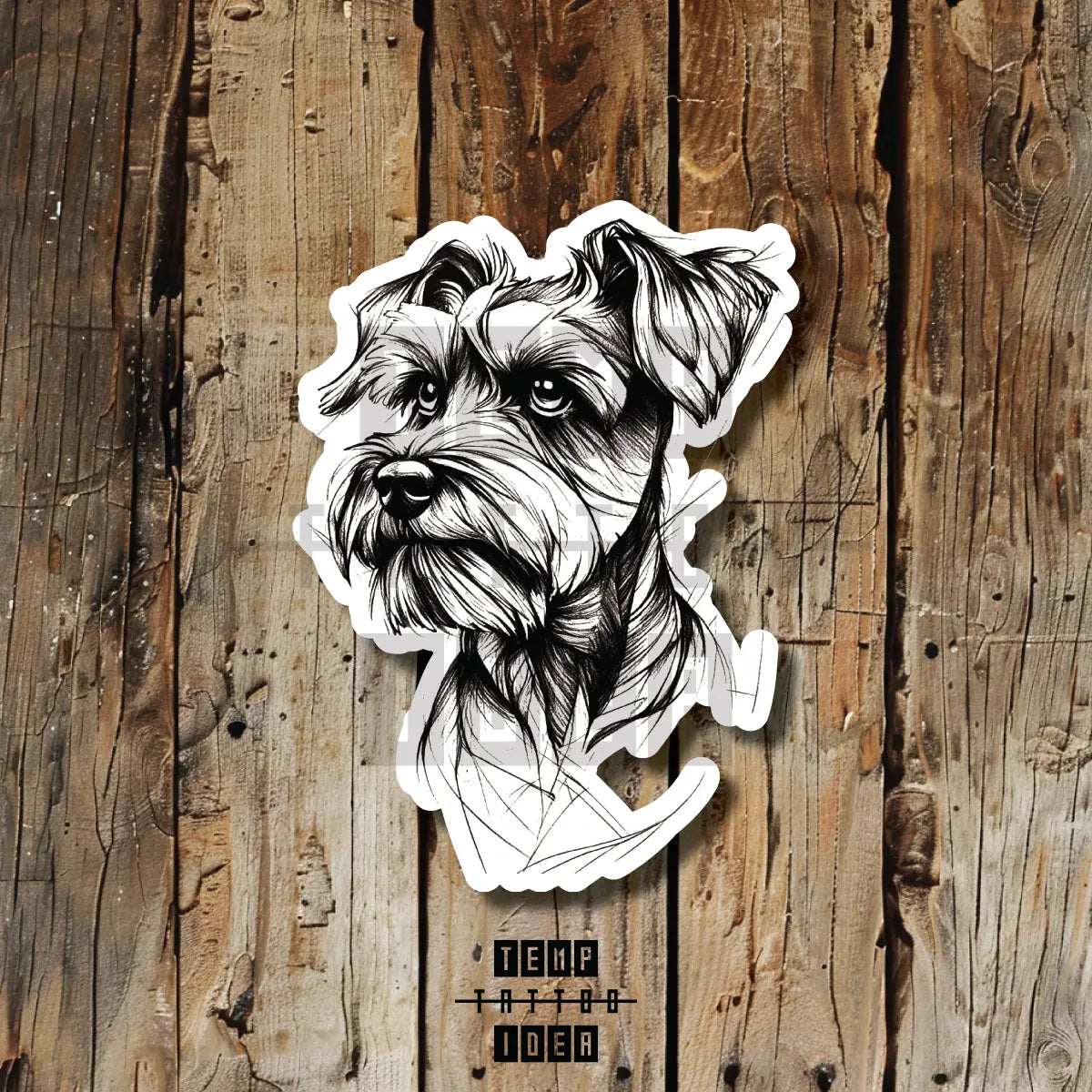 schnauzer dog sketchy puppy memorial portrait tattoo idea design drawing flash vinyl sticker