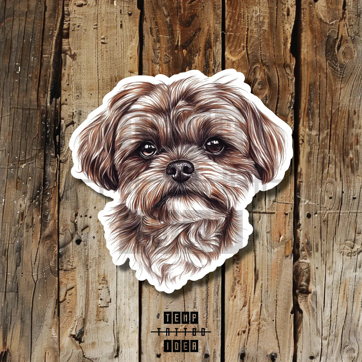 shih tzu dog puppy memorial portrait tattoo idea design drawing flash vinyl sticker