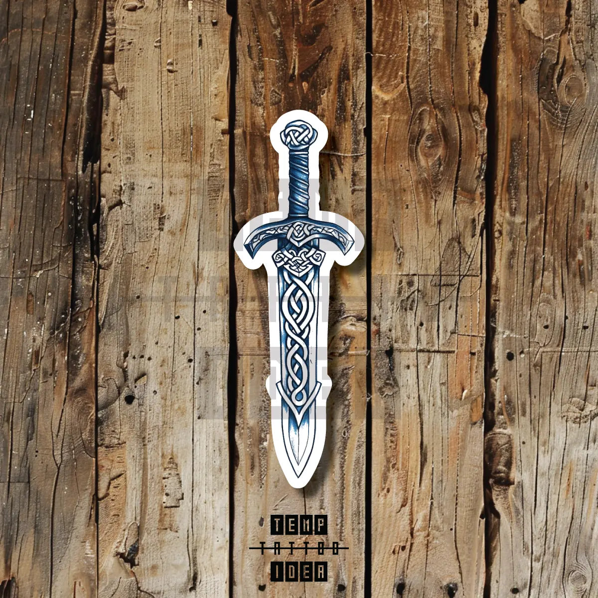 blue viking sword nordic celtic tattoo idea design drawing flash vinyl sticker