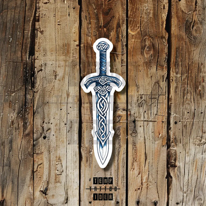 blue viking sword nordic celtic tattoo idea design drawing flash vinyl sticker