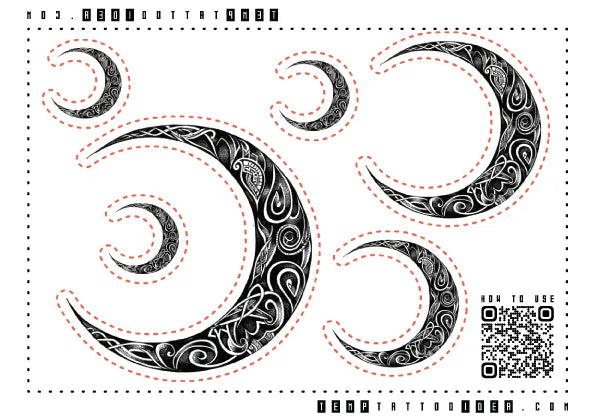 Tribal Celtic Moon Multi-Size Temporary Tattoo Sticker