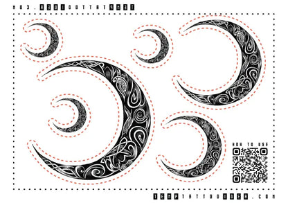 Tribal Celtic Moon Multi-Size Temporary Tattoo Sticker