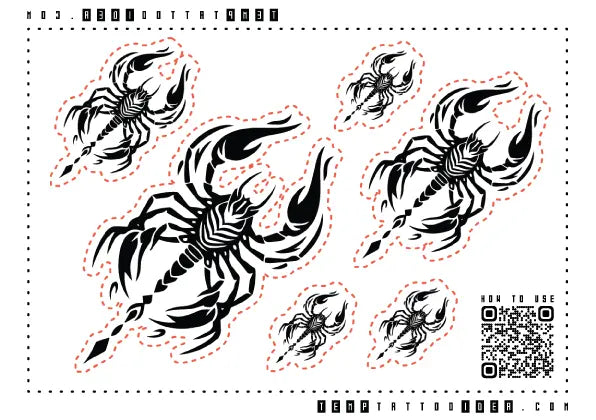 Tribal Scorpion Multi-Size Temporary Tattoo Sticker