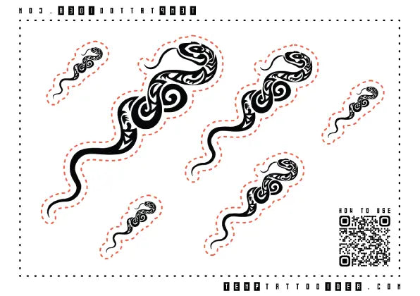 Tribal Snake Multi-Size Temporary Tattoo Sticker