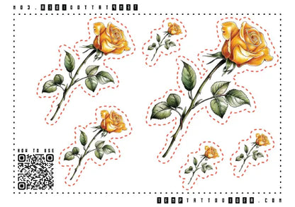 Yellow Rose Multi-Size Temporary Tattoo Sticker