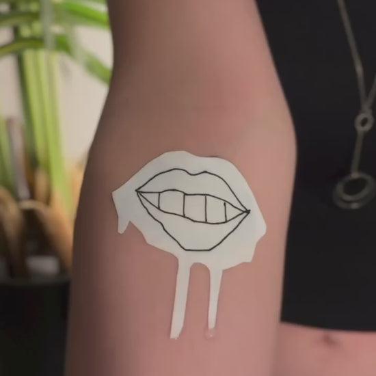 Creepy Red Lip Temporary Tattoo Idea Design Sticker