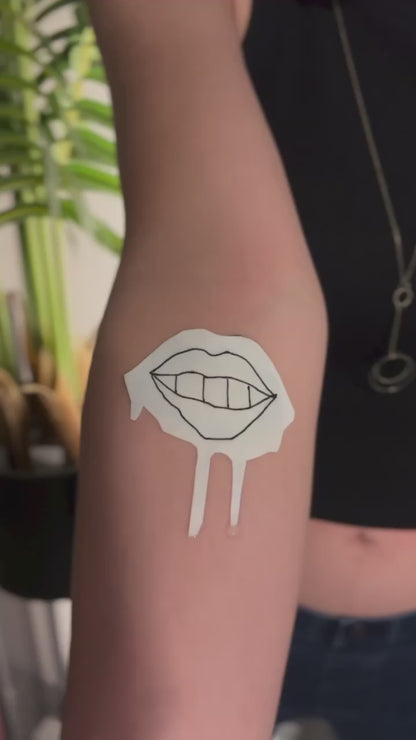 Creepy Red Lip Temporary Tattoo Idea Design Sticker