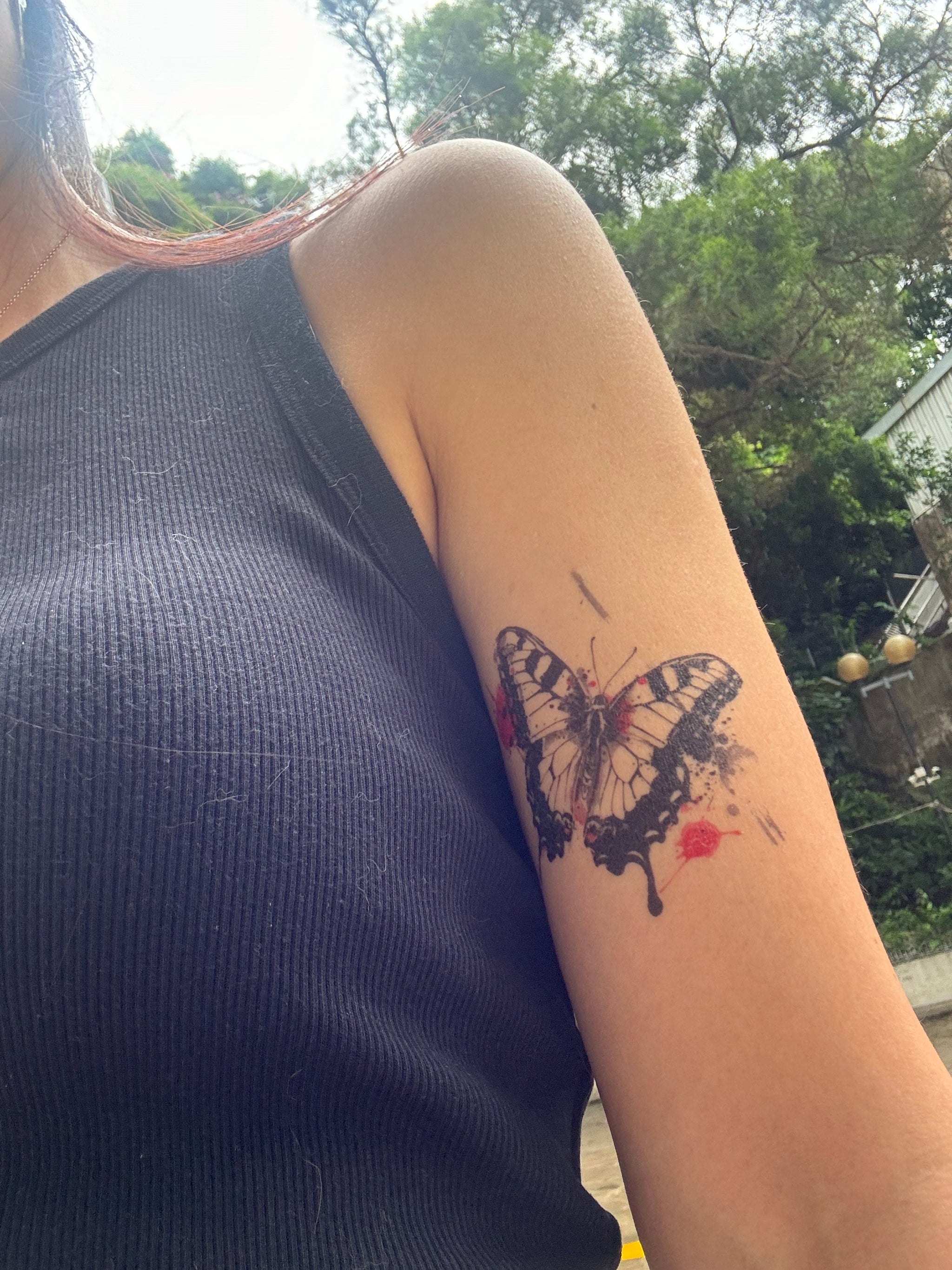 Trash Polka Butterfly Temporary Tattoo Idea Design Sticker